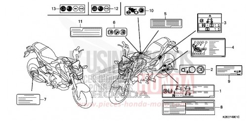 ETIQUETTE DE PRECAUTIONS (ED,U,V,2FO,FO) MSX125AH de 2017